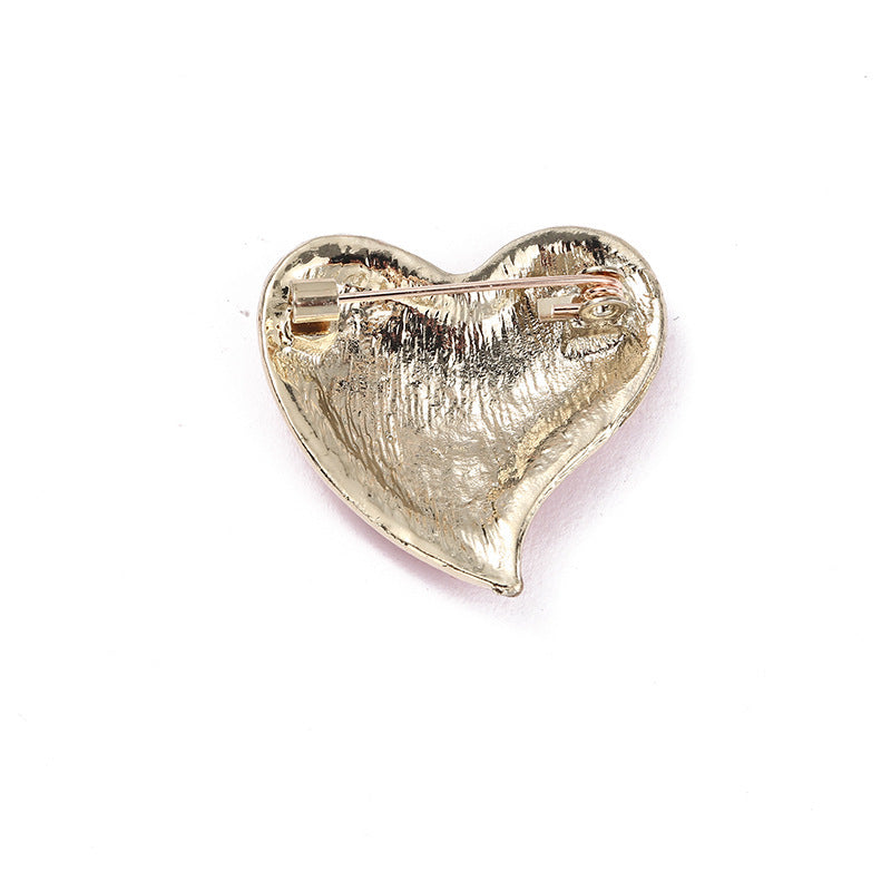 Broche de diamantes en forma de corazón para mujer, broche vintage con diamantes de imitación