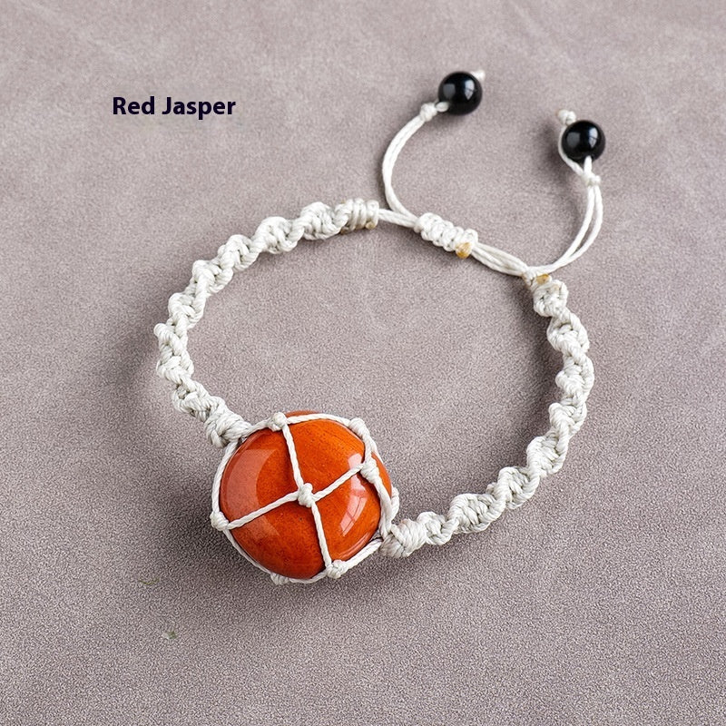 Pulsera de malla con piedra rodante de cristal natural