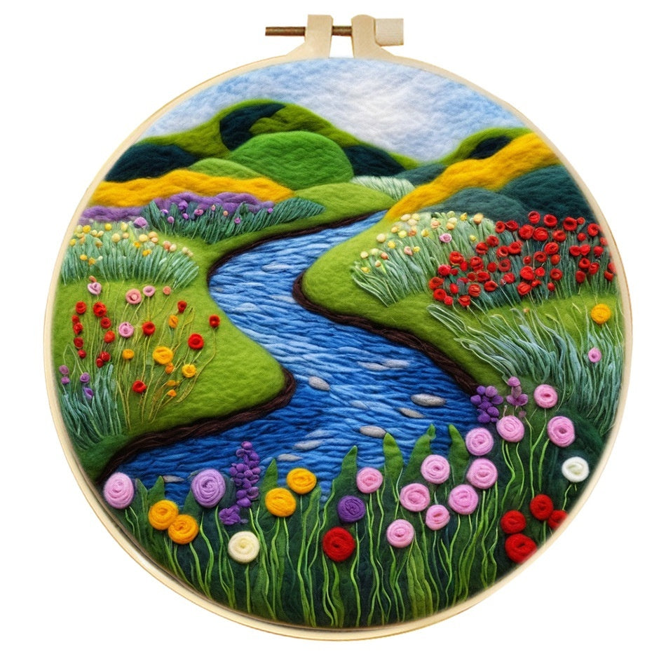 Wool Felt Painting With Embroidery Frame Needle Felt Supplies Suitable For Beginners