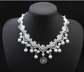 European fashion elegant jewelry bride wedding accessories necklace pearl necklace set of high-end super cost-effective package