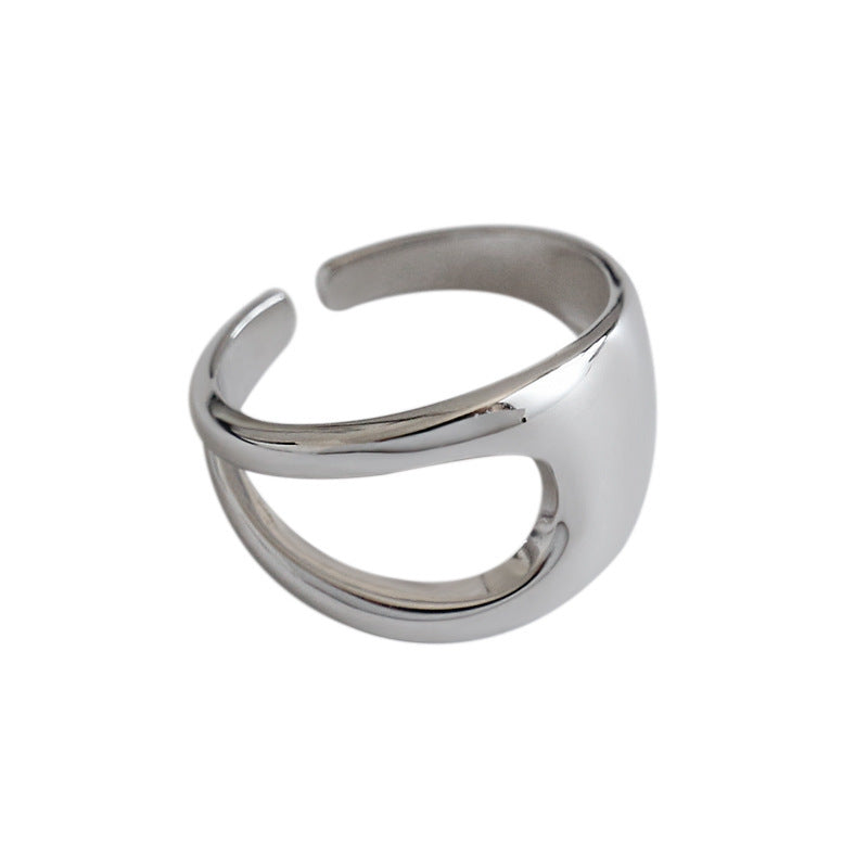 Anillo de plata esterlina S925 INS estilo frío minimalista hueco brillante femenino