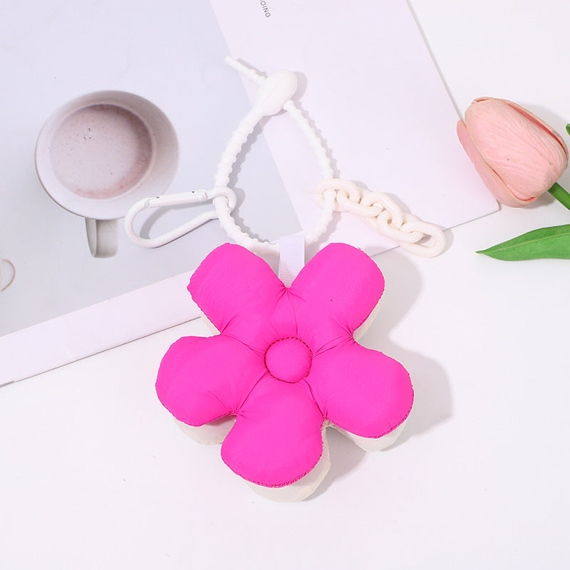 Ins Women's Cute Flowers Double-sided Color Matching Fabric Flower Bends And Hitches Keychain