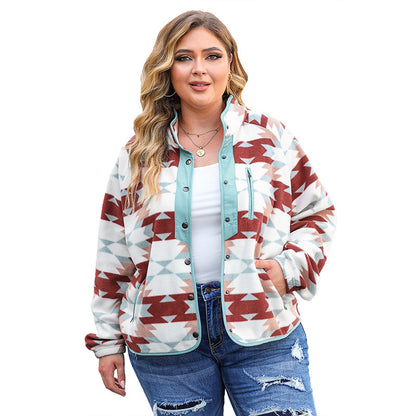 Chaqueta informal holgada con estampado geométrico para mujer