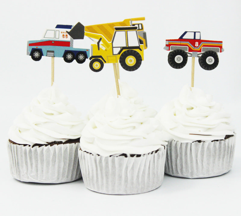 Tractor Forklift Inserts Insertion Article Cake Decoration 24pcs