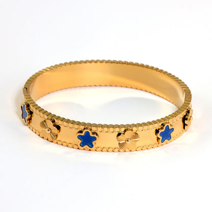 Pulsera ajustable de acero inoxidable bañada en oro de 18 quilates