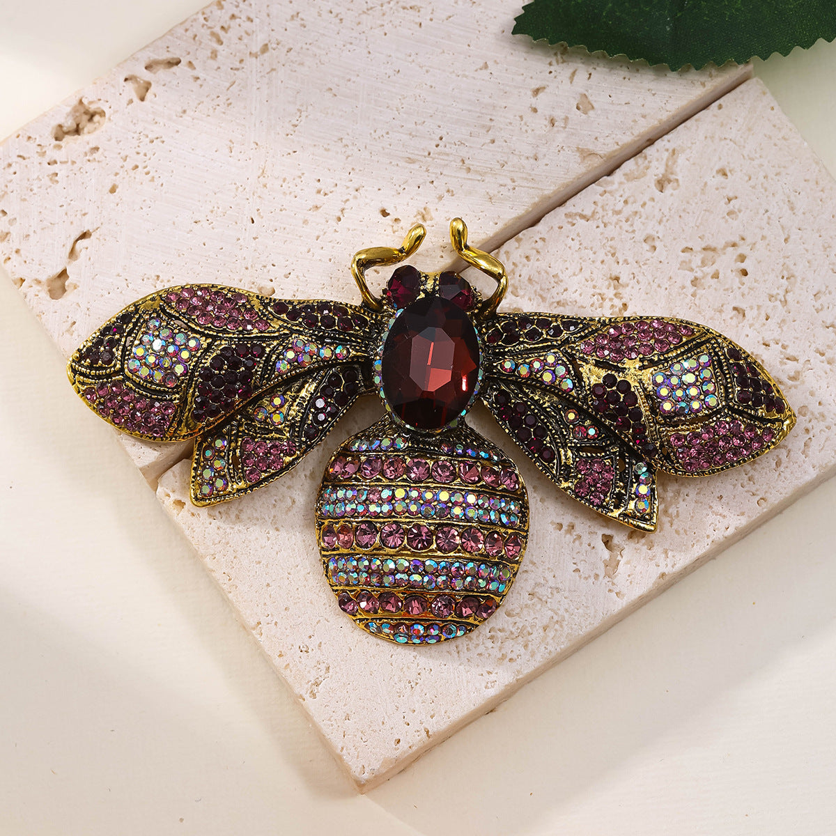 Antique Style Fully-jeweled Crystal Bee Brooch Men And Women Dopamine Retro