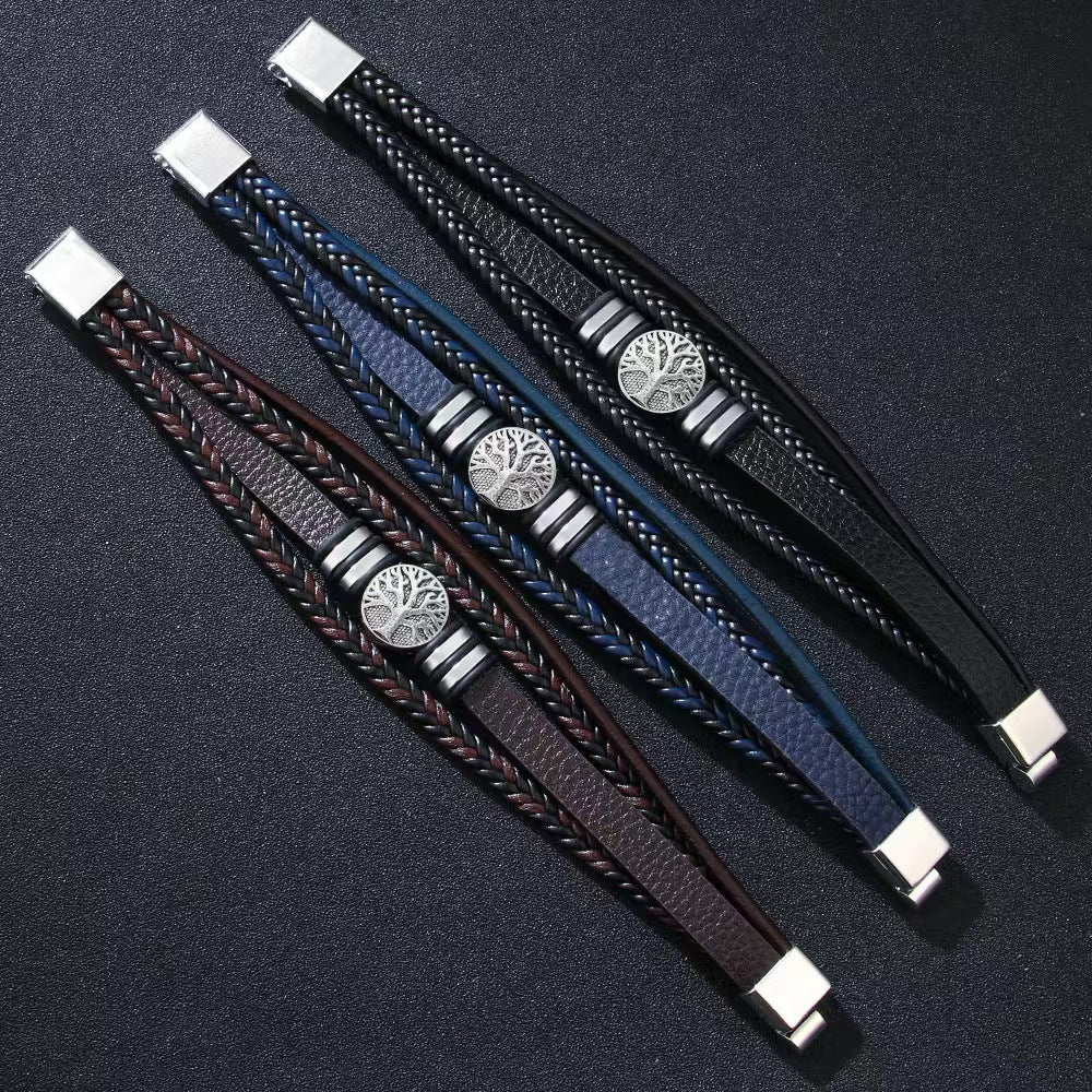 Pulsera de cuero para hombre con personalidad de moda