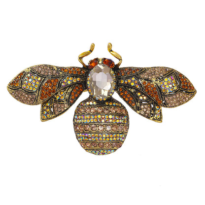 Antique Style Fully-jeweled Crystal Bee Brooch Men And Women Dopamine Retro