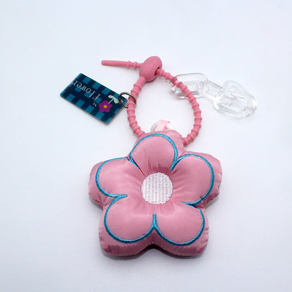 Llavero creativo con flores lindas y colgante de peluche estilo Ins femenino