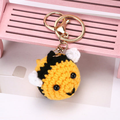 Hand-woven Bee Sad Hamster Keychain