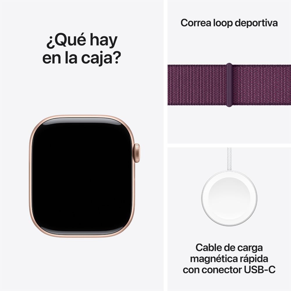 Apple Watch Series 10 GPS • Caja de Aluminio Negro Azabache de 42 mm • Correa Deportiva Negra - S/M 