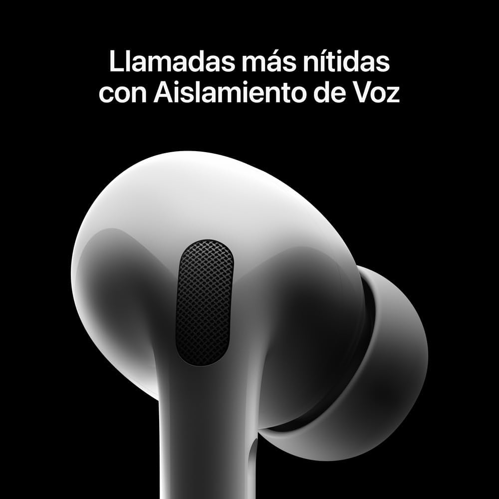 Audífonos inalámbricos AirPods Pro 2 de Apple, audífonos Bluetooth, Cancelación Activa de Ruido, Modo Ambiente, Audio Espacial Personalizado, Sonido de Alta Fidelidad, Chip H2, Carga USB-C