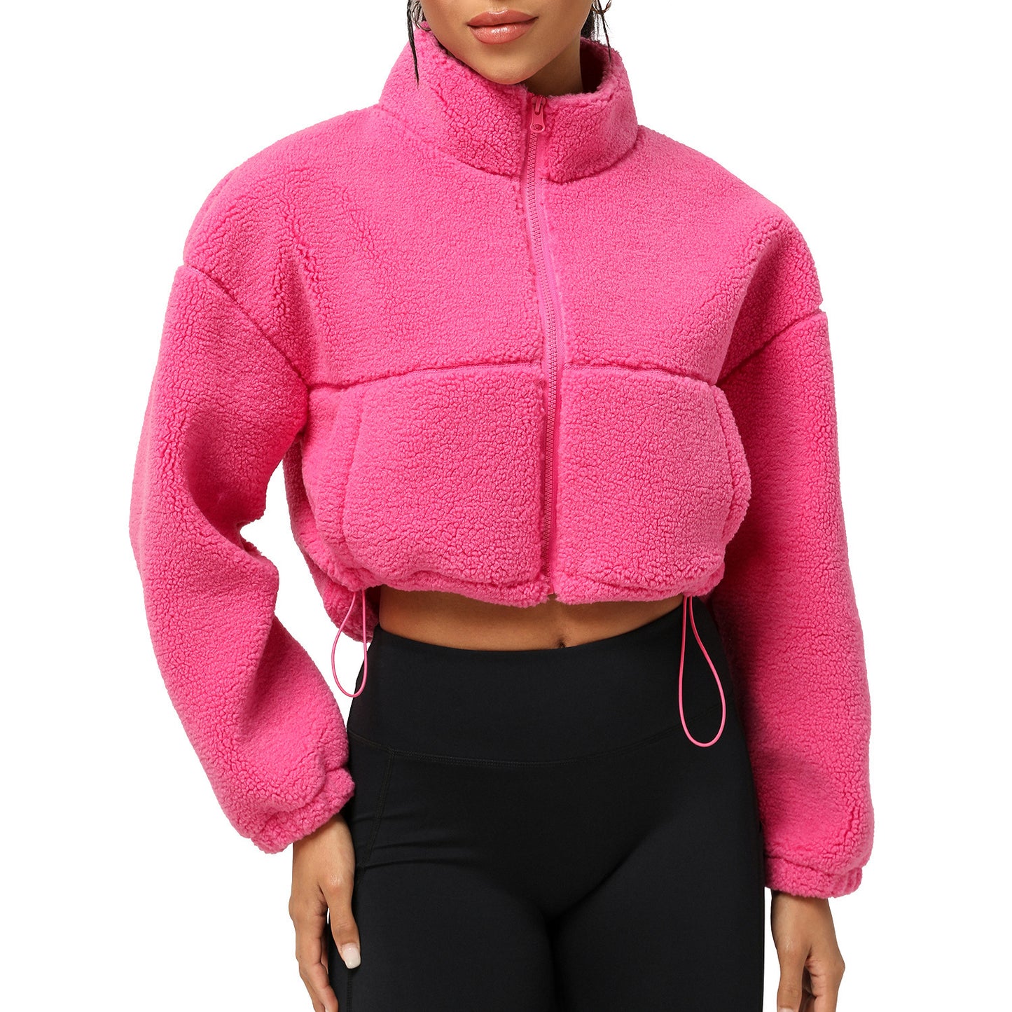 Chaqueta deportiva para exteriores de felpa corta gruesa para otoño e invierno para deportes y ocio