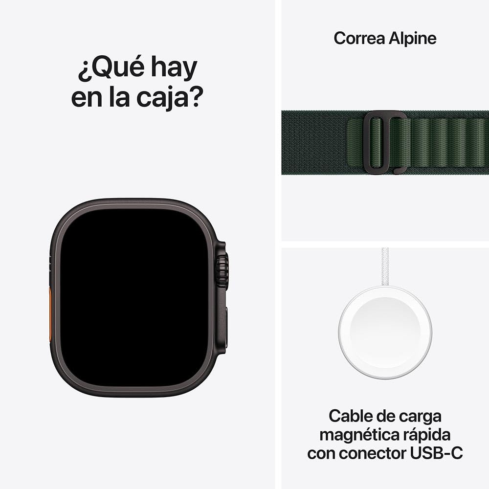 Apple Watch Ultra 2 GPS + Cellular • Caja de Titanio Negro de 49 mm • Correa Alpine Verde Oscuro - Mediana 