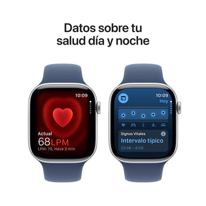 Apple Watch Series 10 GPS • Caja de Aluminio Negro Azabache de 42 mm • Correa Deportiva Negra - S/M 