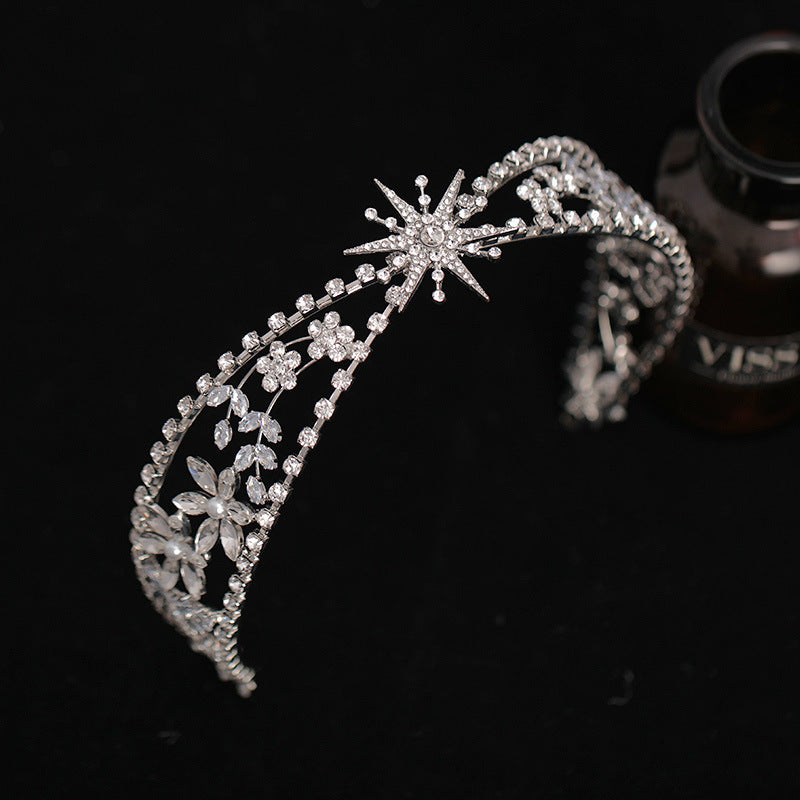 Tocado de corona de novia con diamantes de imitación y circonitas, accesorios de boda de lujo ligeros