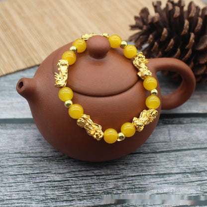 Pulsera Picchu bañada en oro de 8 mm Pulsera personalizada para mujer