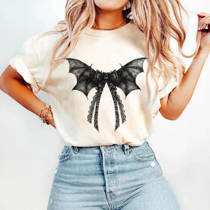 White Women's Halloween Cute Pattern Streetwear T-shirt