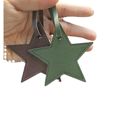 Llavero de cuero con forma de estrella de cinco puntas, colgante para bolso