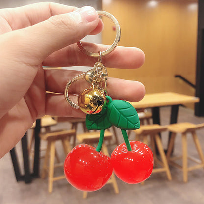 Creative Cartoon Fruit Cherry Acrylic Schoolbag Keychain Pendant