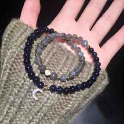 Pulsera de doble círculo de piedra arenisca azul