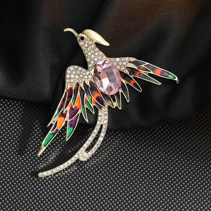 Color Painting Oil High-grade High-end Elegant Phoenix Brooch