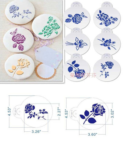 6 sets of rose cake decorated with sugar powder sieve Fondant mold spray pattern sprayed pattern hollow template