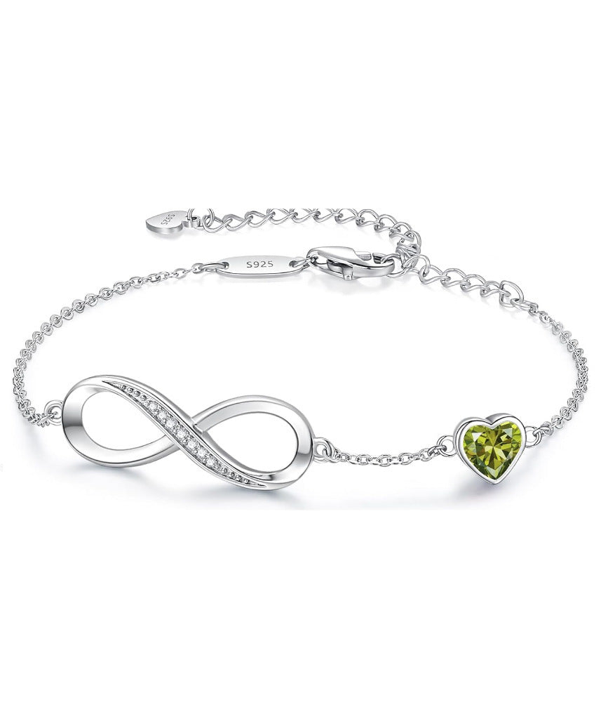 Pulsera clásica de plata de ley S925 con ocho palabras Infinite Eternal para mujer