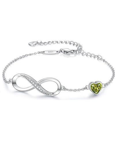 Pulsera clásica de plata de ley S925 con ocho palabras Infinite Eternal para mujer