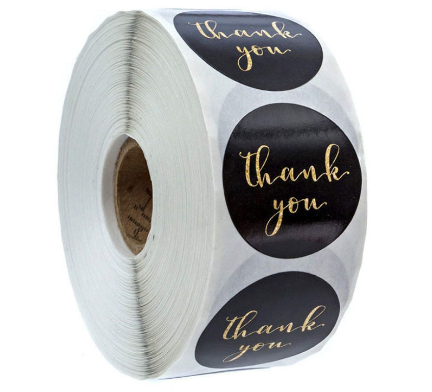 500pcs/roll Gold Foil Thank You Stickers