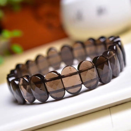 Natural Tea Crystal Manual Faceted Bracelet