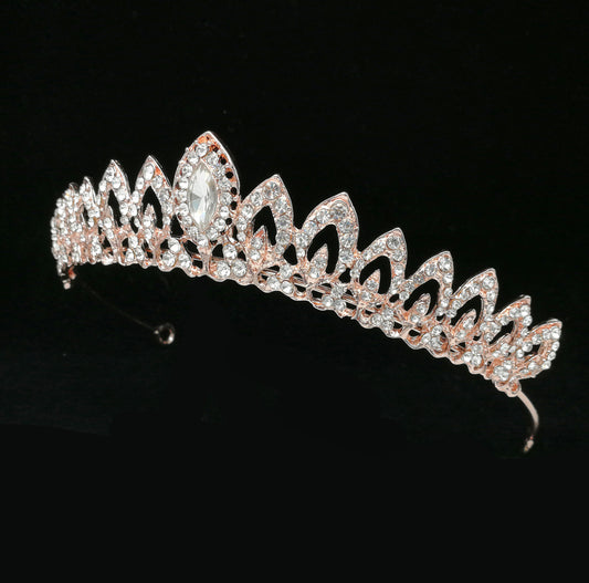 Tocado de boda con diadema de aleación de ojo de caballo y diamantes de imitación, joyería de boda europea y americana