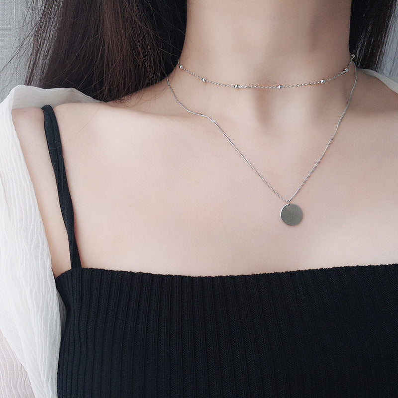 S925 Sterling Silver Choker Round Bead Collarbone Necklace