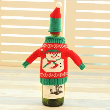 Juego de botellas navideñas de punto