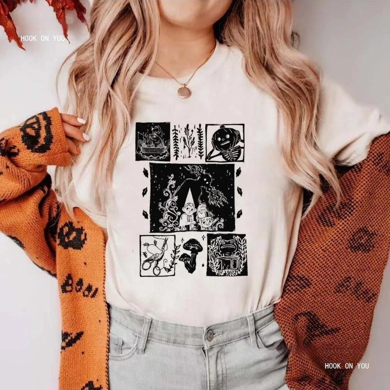 White Women's Halloween Cute Pattern Streetwear T-shirt