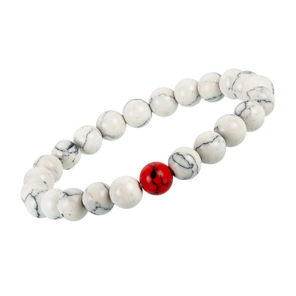 Pulsera de yoga hecha a mano con cuentas de color turquesa blanco