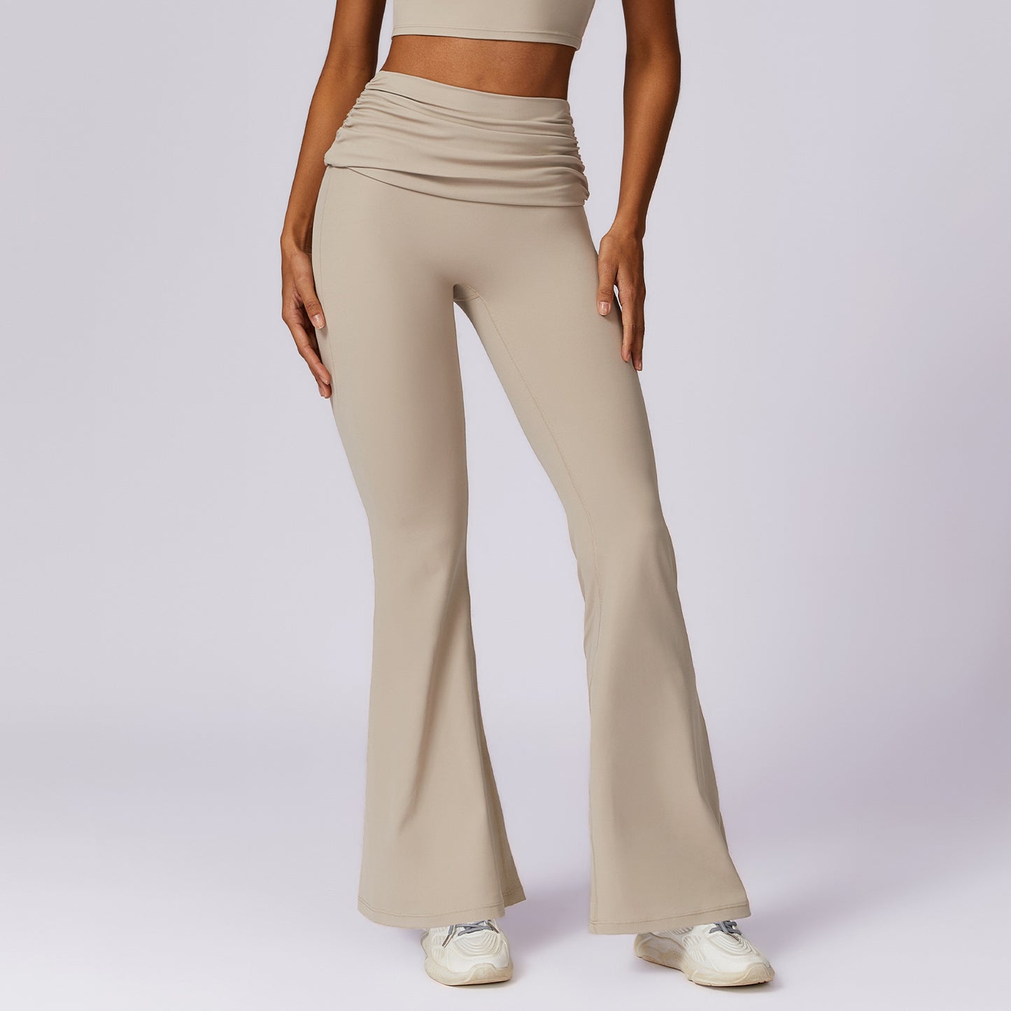 Pantalones de yoga de secado rápido con realce de cadera, estilo europeo y americano, con tacto nude, informales, de pierna ancha