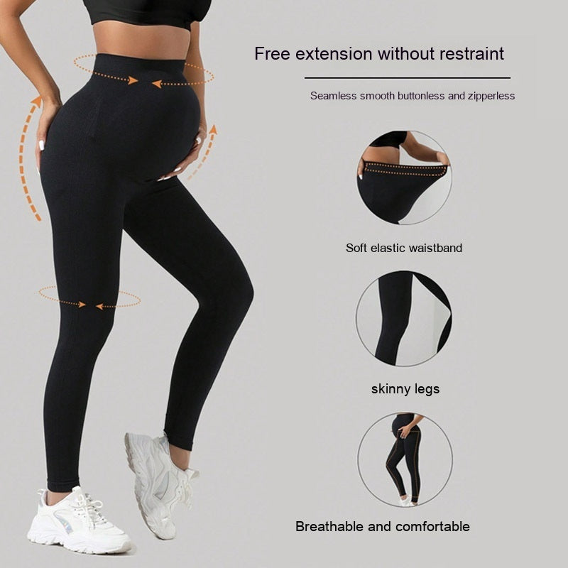 Pantalones de yoga para mujeres embarazadas con soporte abdominal sin costuras