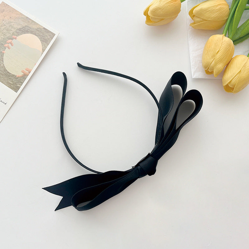 Simple High-grade French Satin Bow Headband For Women