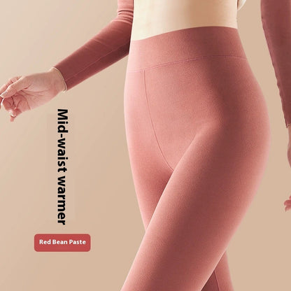 Pantalones térmicos de cintura alta para mujer de color liso