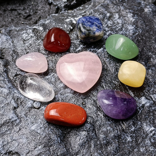 Caja de regalo con juego de piedras naturales irregulares de colores