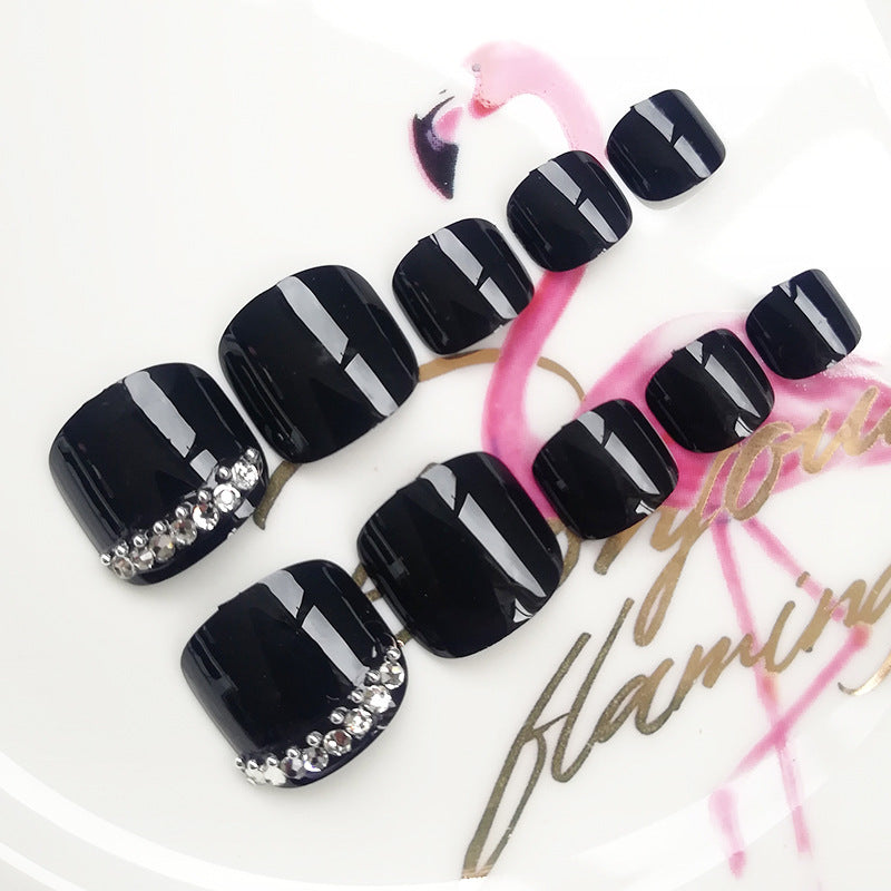 Parche para uñas de los pies con acabado para manicura, diamantes de imitación negros, para uñas de los pies ZD-301