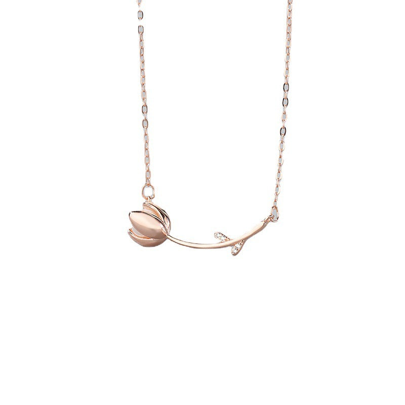 Collar de clavel de plata esterlina S925 para mujer