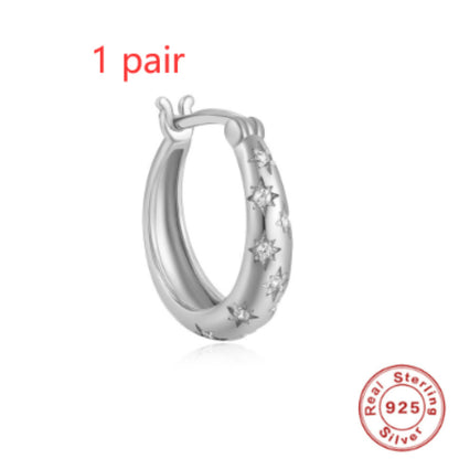 S925 Sterling Silver Diamond Five-pointed Star Ear Ring