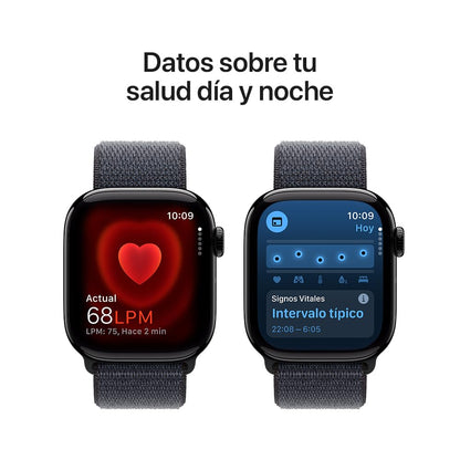 Apple Watch Series 10 GPS • Caja de Aluminio Negro Azabache de 42 mm • Correa Deportiva Negra - S/M 