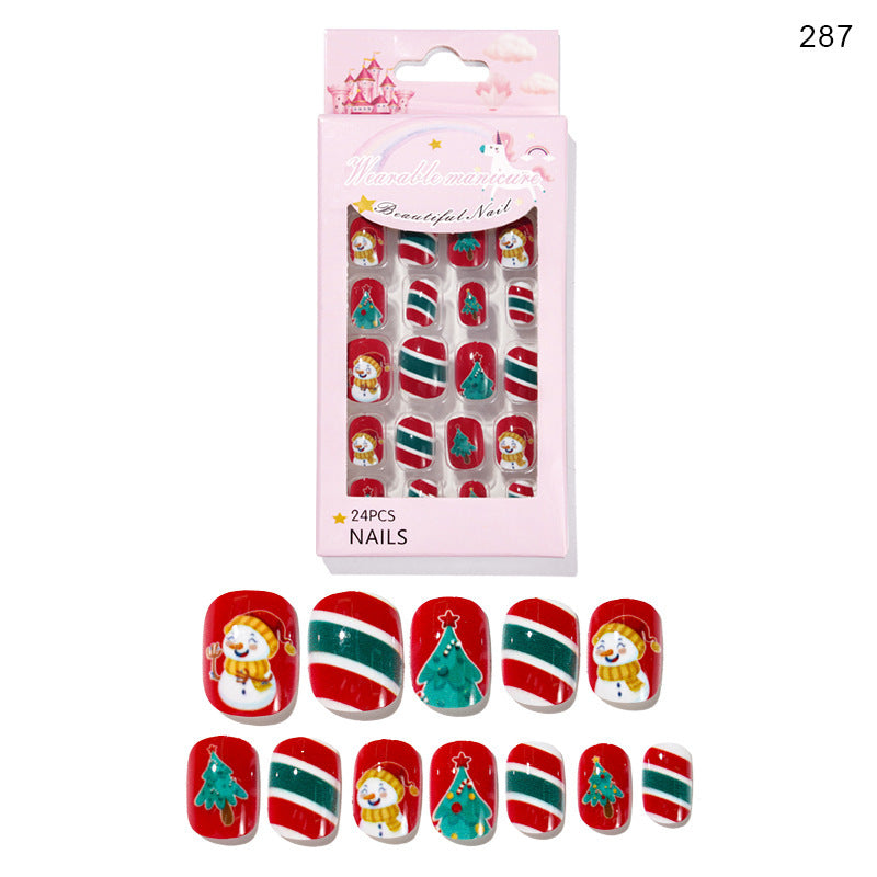 24 piezas de uñas navideñas para niños