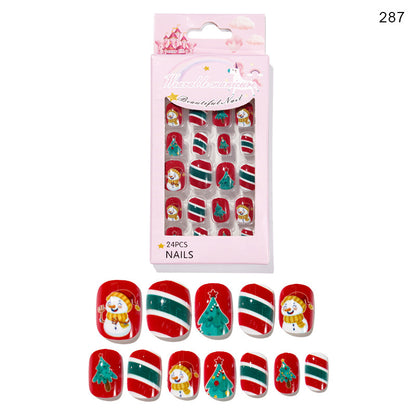 24 piezas de uñas navideñas para niños