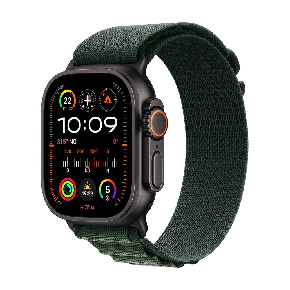 Apple Watch Ultra 2 GPS + Cellular • Caja de Titanio Negro de 49 mm • Correa Alpine Verde Oscuro - Mediana 