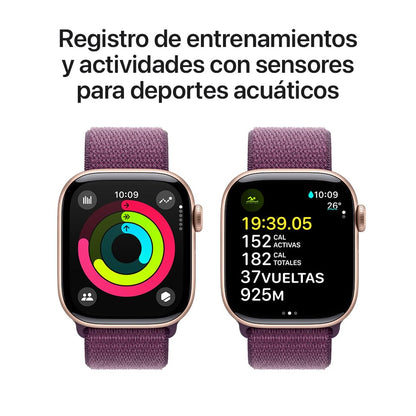 Apple Watch Series 10 GPS • Caja de Aluminio Negro Azabache de 42 mm • Correa Deportiva Negra - S/M 