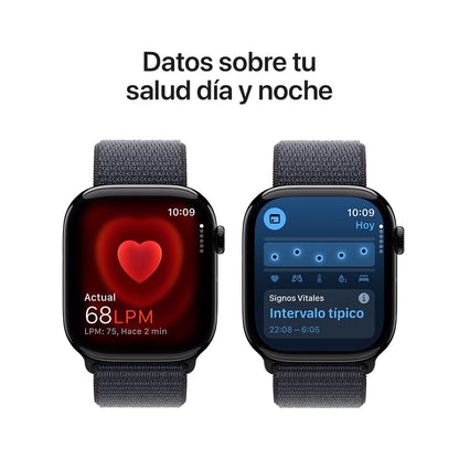 Apple Watch Series 10 GPS • Caja de Aluminio Negro Azabache de 42 mm • Correa Deportiva Negra - S/M 